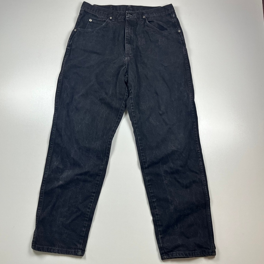 Wrangler Authentic Jeans Mens 32x30 Black Straight Leg Classic Denim 97609CB